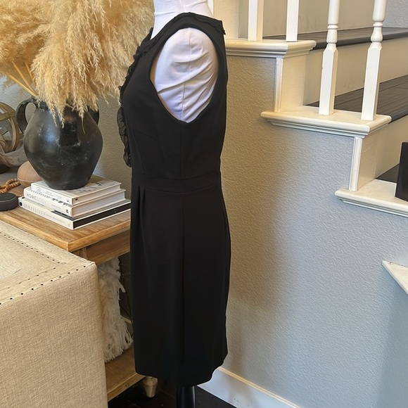 J. Crew Sheath Dress Ruffle Sleeveless Career Party Rayon Black Size 10 - Picture 3 of 7